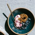 Blueberry Yogurt Bowl with Seedy Granola Crisps