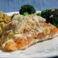 Baked Salmon Topped With Crab