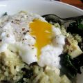 Poached Eggs and Kale over Rice