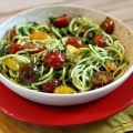 Pesto Spaghetti Zoodles with Heirloom Tomatoes