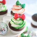 Gingerbread Cupcakes with Candy Stripe Frosting