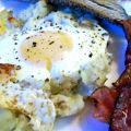 Baked Eggs on a Bed of Potatoes With Bacon