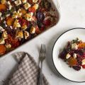 Roast Vegetables with Kale and Goat Cheese