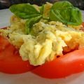 Scrambled Eggs over Fresh Sliced Tomatoes and[...]