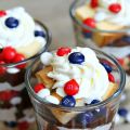 No Bake Patriotic Hot Fudge Cheesecake Trifles
