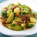 Brussels Sprouts with Bacon and Onions Stir-fry