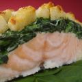 Baked Salmon With Mascarpone Spinach