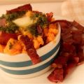 Basil Pesto and Bacon Mashed Sweet Potatoes