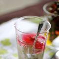 Rose Scented Rhubarb Jelly with Pistachio Mousse