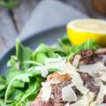 Wood Fired Ribeyes with Parmesan and Arugula