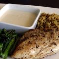 Roast Chicken With Asparagus and Tahini Sauce