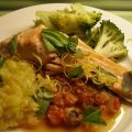 Grilled Salmon With Sicilian Tomato Sauce