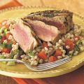 Grilled Tuna over Lemon-Mint Barley Salad