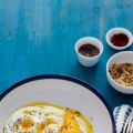 Green Tea Honey Saffron Poached Pears on Skyr