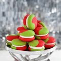 Green & Red Cream Cheese Sugar Cookie Sandwiches