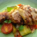 Pesto grilled chicken drumsticks with mixed[...]