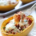 Spaghetti Squash Sausage Lasagna Boats