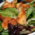Caesar Salad With Onion Bagel Croutons