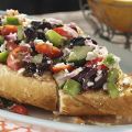 Greek Salad on Roasted Garlic French Bread