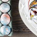 Easter eggs with shaving cream