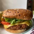 Labor Day Burger, Sticky Tofu, and Corncakes