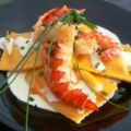 crab ravioli with grilled lobster in saffron[...]