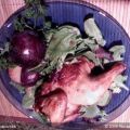 Cornish Hens and Plums on Baby Spinach