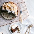 Chocolate Almond Cake with Peppermint Meringue